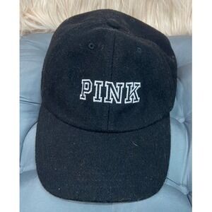 PINK Victoria's Secret Black Baseball Cap Embroidered Logo Dog One Size